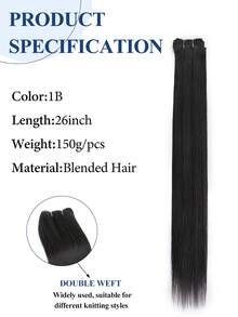 26英寸三合一长直发发束双层缝制发束和钩针编织发套装自然混合发质快速编织缝合发束女士假发钩针编织接发 - S1 - 查看 5