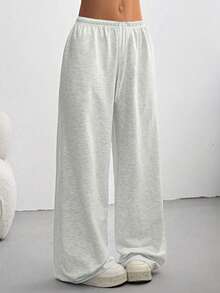 Women's Spring And Summer Simple Drawstring Loose Casual Straight-Leg Sports Pants - Suitable For Outdoor And Daily Wear, Women's Bottoms, Women's Long Pants - Light Grey - View 1