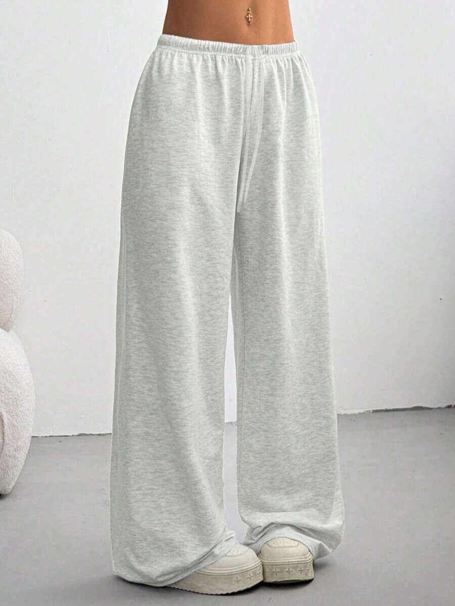 Women's Spring And Summer Simple Drawstring Loose Casual Straight-Leg Sports Pants - Suitable For Outdoor And Daily Wear, Women's Bottoms, Women's Long Pants - Light Grey - View 1