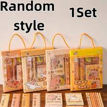 Juego de regalo de papelería de 6 piezas Capy Bara - Juego de arte/garabato/escritura de lujo con regla, 2 lápices, sacapuntas, goma de borrar y cuaderno (diseños vibrantes de capibara, asignación de color al azar, perfecto para niños, niñas, vuelta al colegio, cumpleaños, recompensa en el aula, DIY diario y creatividad (incluye caja de regalo)) - Camel - Ver 12