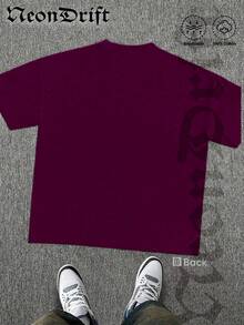 NeonDrift Street  Cotton T-Shirt  100% Cotton Fabric   Unisex Style-Van Dutch Motor Cycles Speed Shop Graphic T Shirt Vintage Style Print Classic Americana Design For Car Enthusiasts And Biker Culture Fans Casual Wear Streetwear Fashion  Men's Apparel - Màu Đỏ Sâu - Xem 3