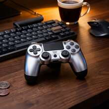 Upgraded Wireless P-4 Controller, 1000mAh Long-Lasting Battery & USB-C Cable, Dual Shock Vibration & Precision 6-Axis Gyro Sensor, Multi-Touch Pad & Share Button, Compatible With P-Aystation 4 / P*4 Slim / P*4 Pro / PC Gaming, Includes Stereo Headset Jack - Màu Xám nhạt - Xem 3