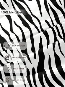 3件套斑马纹被套（不含被芯），柔软舒适的双色设计，适用于卧室、客房、宿舍，包含1个被套和2个枕套（不含枕芯），可机洗，适合单人床/双人床/大号床。 - 彩色 - 查看 5