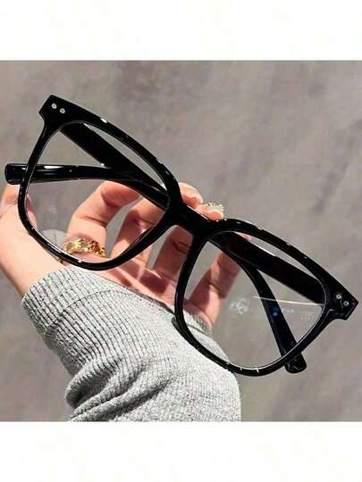 男女通用眼镜 - 透明黑色镜框，贴合脸型设计！现代校园风，男女皆宜。完美契合返校季和秋季时尚！