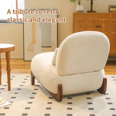 Beautiful, Simple Chair With Solid Wood Legs, Velvet Upholstered Lounge Chair, Comfortable Bedroom Chair, Armless Reading Chair, Suitable For Apartments, Waiting Rooms, And Balconies.