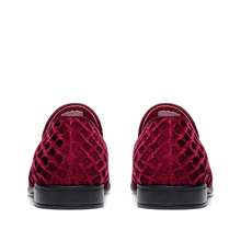 Men's Dress Loafers Velvet Tuxedo Slip-On Shoes Wedding Party Red Bottom For Male - 酒紅色 - 查看 5