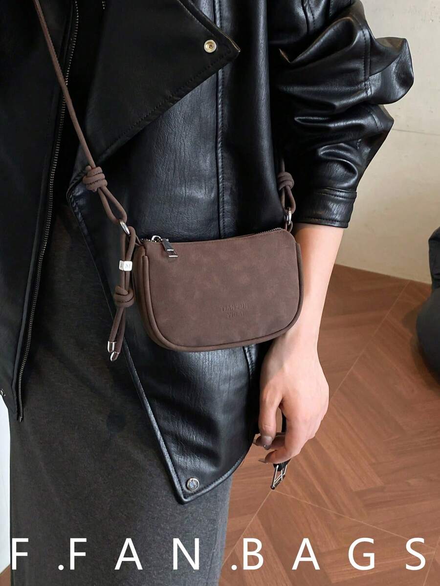 Bolso de mano mini de grano de litchi, nuevo bolso cruzado compacto de moda diaria para mujer - Café - Ver 1