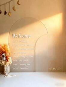 1pc 55*40cm Blank Acrylic Sign Board, Wedding Welcome Sign, Minimalist Style Wedding Decor Suitable For Outdoor Venues Like Garden, Indoor Or Beach Weddings - Multicolor - View 5
