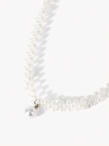 Opalesca 1 Set Minimalist Elegant Silver Rhinestone Bow Faux Pearl Braided Necklace & Earrings Jewelry Set, Chic & Luxurious Design, Suitable For Weddings, Parties, Everyday Wear For Women - Multicolor - View 6