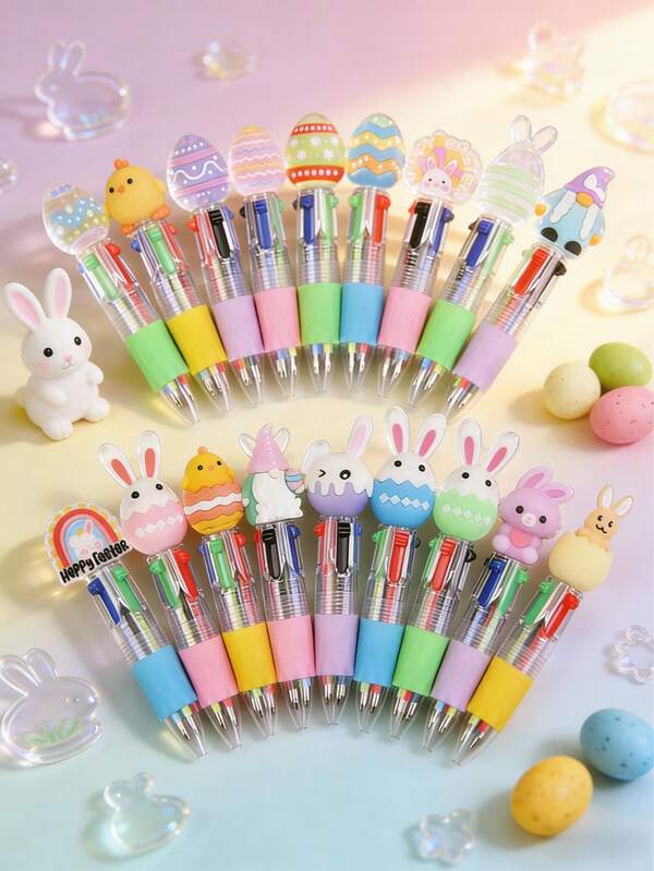 20/10/5/1pc Easter Mini Macaron Color Pen Set, Cute Rabbit & Egg Animal Shaped Pens, Children's Gift Set, Baby Shower Gift, Birthday Gift, Office & School Supplies, Kids' Favorite Gift, Easter Basket Filler