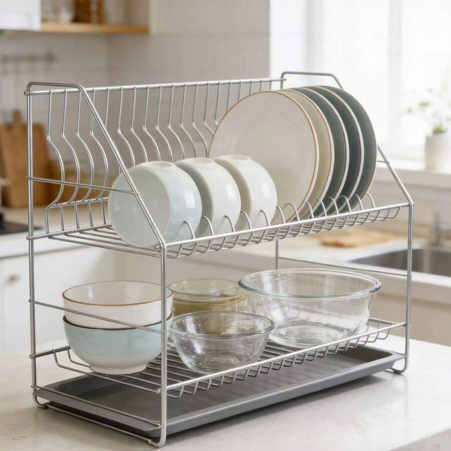 Large Single-Layer, Double-Layer Bowl Rack, 304 Stainless Steel Dish Drying Rack, Kitchen Storage Rack - View 1