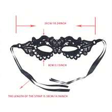 1pc Women's Role Play Eye Mask, Halloween Eye Makeup, Couple Party Masquerade Ball Blindfold Accessory, Eye Mask With Necklace Set - Black - View 6