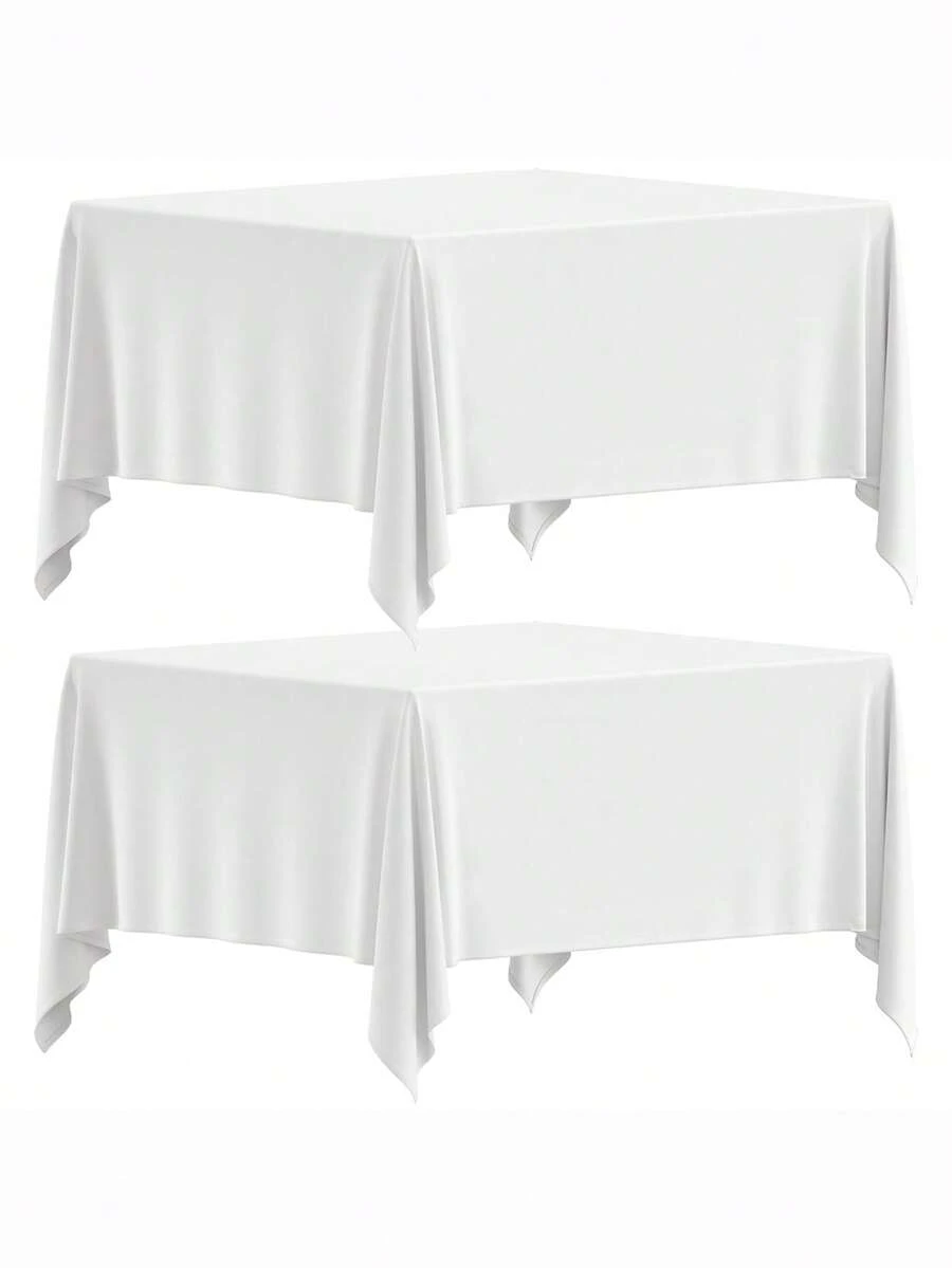 1pc White Rectangular Tablecloth, 150 X 259.08 Cm, Thickened Polyester Fabric Tablecloth, Suitable For Party, Banquet, Dining, Birthday, Wedding