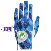 FINGER TEN Men's Left Hand Golf Glove 1pc With Ball Marker, Suitable For Right-Handed Golfers, Fashionable Blue Plaid Pattern, Breathable All-Weather Grip, Comfortable Design To Boost Confident Swing - Blue - View 9
