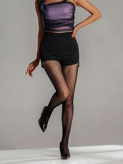 Medias de red retro, medias de red de malla de diamantes punteados y versátiles seductoras