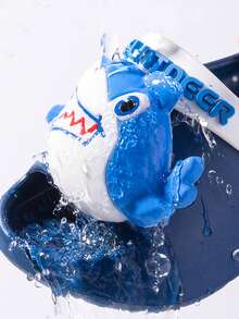 1双儿童透气凉鞋，可爱鲨鱼图案夏季沙滩休闲拖鞋，适合幼儿男童 - 藍色 - 查看 5