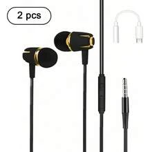 有线耳机，3.5mm接口，入耳式低音立体声耳机，带麦克风和音量控制，适合游戏 - 查看 24