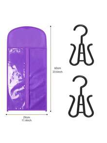 1件/2件/3件假发收纳袋套装，带挂钩，假发袋，假发收纳袋，假发支架，多功能假发整理架，假发挂架，假发造型工具，适用于整理和存放美发配件——包含1个23.62英寸的大号收纳袋和2个挂架，是居家收纳的必备工具，适用于假发配件，透明窗口设计，可折叠 - 彩色 - 查看 6