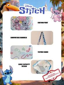 Disney 1 Pc Officially Licensed Stitch Pattern Storage Bag Canvas Tote Bag, Large-Capacity Shoulder Bag, Lightweight Reusable Shopping Bag – Ideal For Women, Teens, Cartoon Fans, Perfect For Daily Commutes, Grocery Shopping, School Runs, Beach Trips, Holiday Gatherings,Back To School - Multicolor - View 10