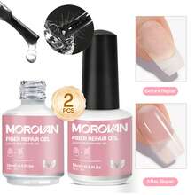 Morovan Cracked Nail Repair Gel: 2pcs 15ML Nail Fiber UV Gel Healthy Nail Strengthener For Restore Weak Nails Broken Nail Damaged Nails - Fill In And Fix Nail Cracks Flawlessly - 2pcs - 查看 1