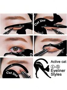 1 Pair Wing Shaped Eyeliner Stamp, Eyeshadow Stencil, Tool Accessory To Create Beautiful Looks, Classic Or Dramatic Styles - Pink - View 7