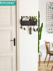 7-Hook Key Hanger - Heavy-Duty Key Storage Rack, Space-Saving Entry Organizer With Mail Sorting Function, Natural Wood Finish, Suitable For Entryways, Kitchens, And Offices - Comes With Free Screws For Easy Installation, Rustic Home Storage Product, Sturdy Hooks, Wall-Mounted Storage Rack,Key Holder - 鑰匙架 - 查看 5