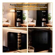 5 Capas Librero, Librero Organizador, Puerta Doble Alacena - Negro - Ver 5