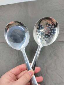 1pc/2pcs Large Stainless Steel Buffet Serving Spoon, Large Serving Ladle, Party Catering Buffet Spoon, Dishwasher , Silver Kitchen Spoon, Restaurant, Hotel, Practical Kitchenware - Multicolor - View 5