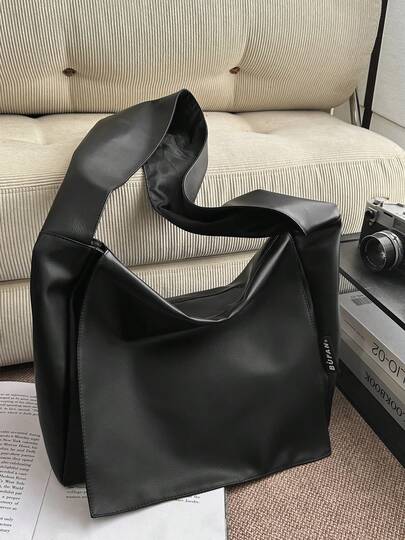 1pc Black Large 42cm*15cm*34cm, Black Small 37cm*14cm*31cm, PU Leather, Couple Style, Shoulder Crossbody Bag, Men's Shoulder Bag, Crossbody Bag, Women's Shoulder Bag, Crossbody Bag, Large Capacity, Solid Color, Flap Shoulder Bag, Messenger Bag, Back To School, High School & College Student Backpack, Backpack, Suitable For Campus, Students, Commuting, Vacation, Travel, Etc.