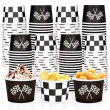 10个/20个/40个装黑白格子冰淇淋赛车主题派对冰淇淋杯、甜点杯、圣代杯、婚礼生日派对用品 - 查看 1