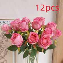 1pc/5pcs/10pcs 19.6 Inch Pink Artificial Roses, Premium Artificial Roses, Suitable For Home Decor, Room Decor, Dining Table Decor, Wedding Decor, Bridal Bouquet, Corsage, Flower Arrangement. Suitable For Home, Restaurant, Bedroom, Vase Decoration. - Màu hồng đậm - Xem 16