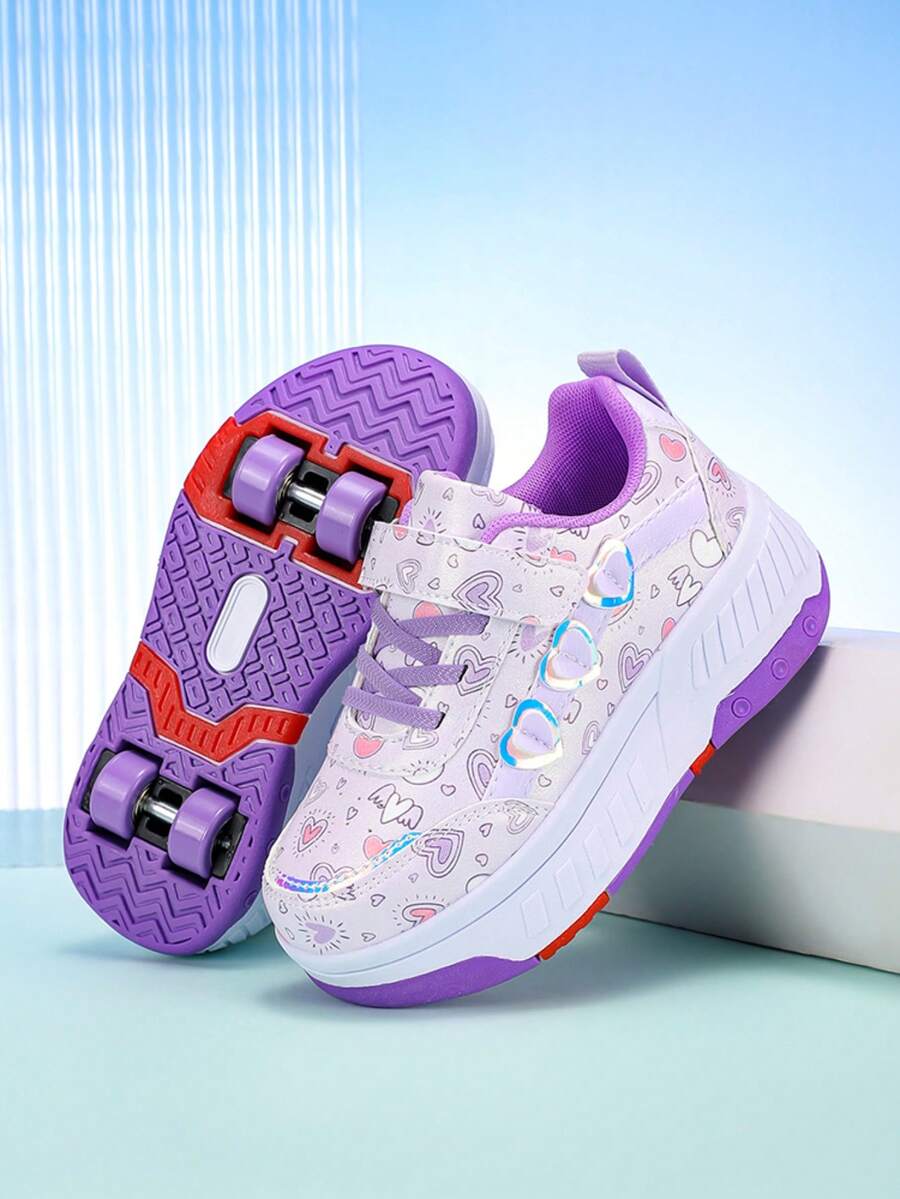 Giày trượt patin cho bé gái, giày patin bốn bánh, giày patin bốn bánh cỡ nhỏ, giày trượt patin cho bé gái, phù hợp cho mọi mùa. - Màu tím - Xem 1