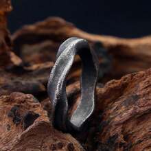 Anillo espiral de aleación único para hombres con estilo retro punk, joya simple y de moda, regalo gótico de vikingo caballero, de uso múltiple, adecuado para viajes diarios - Girar - Ver 8