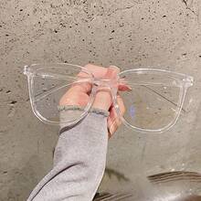 1pc Unisex Transparent Black Frame Glasses, Face-Fitting Design, Modern Campus Style, Suitable For Daily Wear And Fashion, Essential Stylish Eyewear - Multicolor - View 10