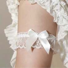 女士性感蕾丝吊袜带适用于内衣、新娘、女仆、派对、表演、角色扮演情人节 - 白色 - 查看 4