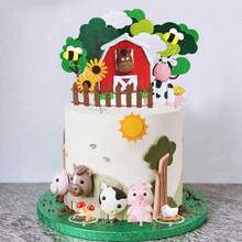 31pcs Farm Animal Cow Cake Decorations, Suitable For Farm Animal Theme Birthday Party, Baby Shower, Wedding Anniversary Cake Decor, Christmas Decor - Multicolor - View 6