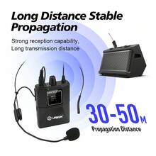 LMBGM 专业无线头戴式腰包麦克风系统，USB 可充电，适用于演出舞台会议 - 查看 3