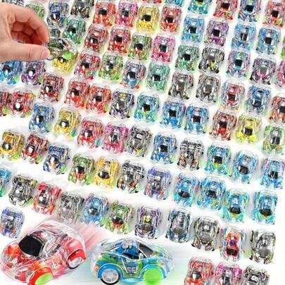 10/20/30/50pcs Mini Movable Toy Cars, Transparent Cartoon Colorful Shell Racing Cars, Exclusive Toys For Boys & Girls (Random Color), Back To School Gift