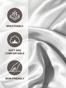 2/3件套缎面床上用品套装，包含床笠、被套和枕套，适用于双人床/单人床/特大号床/大号床，超柔软轻盈透气，可机洗，适用于卧室、沙发、家居装饰，银色，通过Oeko-Tex认证 - 灰色 - 查看 5