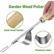 1pc Manual Weeding Tool, Handheld Weeder With Wooden Handle, Stainless Steel Deep Root Weeding Tool For Patio, Lawn, Garden And Yard - 1 Piece - View 4
