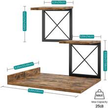 Desk Shelf Organizer, Wood Desktop Organizer Small Bookshelf, 3 Tier Storage Shelf Riser Display Stand For Office Decor And Desk Accessories, Rustic Brown Black - Multicolor - View 3