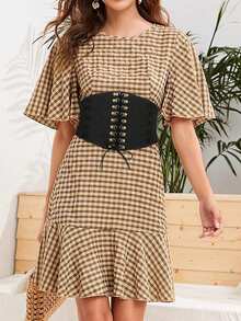 1件装女士黑色多功能复古抽绳腰带，可调节弹性腰封，适合搭配连衣裙、外套和日常穿着 - 黑色 - 查看 2