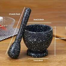 1 Set Of Grinder & Pestle Set - PP Garlic/Pepper/Spice Grinder Bowl - Multi-Functional Kitchen Tool For Seasonings, Grains Spice Grinder - Household Kitchen Gadgets - Black - View 3