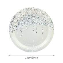Silver Diamond Disposable Tableware Pattern, 7/9 Inch Disposable Paper Plates, Suitable For Birthday Party, Holiday Party, Gathering Picnic, Celebration, Wedding Tea Party, Graduation Ceremony Disposable Party Supplies - Silver - View 3