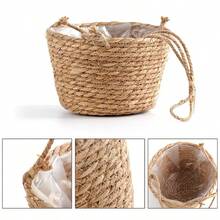 1 pièce Panier de rangement suspendu en plante tressée, support de plante en corde macramé, étagère de pot de style rustique pour petites à moyennes plantes, décoration naturelle, fait main, convient pour la maison, le jardin, le balcon - herbes, succulentes, lierre - installation facile, structure durable, jardinage d'intérieur, décoration d'intérieur, décoration de jardin, décoration extérieure, décoration de cuisine - A - Voir 8