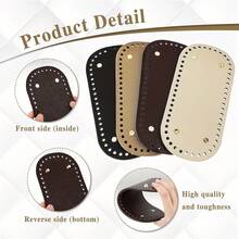 4pcs Crochet Bag Base, 4 Colors PU Leather Bag Bottom Pad, Long Oval Wallet Bottom Shaping Pad, Used For Bag Bottom Base, With Holes, Suitable For DIY Crochet Bag, Shoulder Bag, Wallet Craft Making - Multicolor - View 10