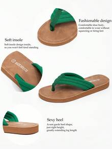 Kate Miuch Women's Spring/Summer New Retro British Style Green Flat Sandals, Suitable For Pairing With Pants For Strolling, Dating, Beach Vacation, And Beach Parties. Bohemian Casual Comfortable Lightweight Easy To Wear And Carry Flip Flops, Indoor Slippers - Green - View 6
