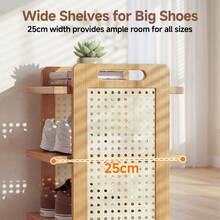 Senmeo 7/8-Tier Bamboo Vertical Shoe Rack, Breathable Mesh Shoe Organizer With Top Handle, Easy To Move, Ideal For Apartment, Entryway & Doorway - Tầng 7 - Xem 9