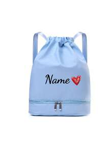 Bolsa de cuerdas de gran capacidad personalizada con texto con sufijo en forma de corazón, bolsa de yoga, bolsa deportiva con texto personalizado, bolsa de almacenamiento para picnic familiar, bolsa de hombro para viajes y desplazamientos, bolsa de compras para exteriores, regalo ideal para familiares y amigos - Multicolor - Ver 12
