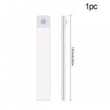 1 pieza Luz nocturna LED con sensor de movimiento ultra delgada de plata, inalámbrica, recargable por USB, adecuada para dormitorio, escaleras, armario, cocina - Plateado - Ver 13